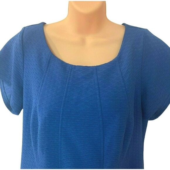 TAYLOR Mid-Weight Royal Blue Textured Knit Knee Length Office Career Dress - Picture 2 of 11